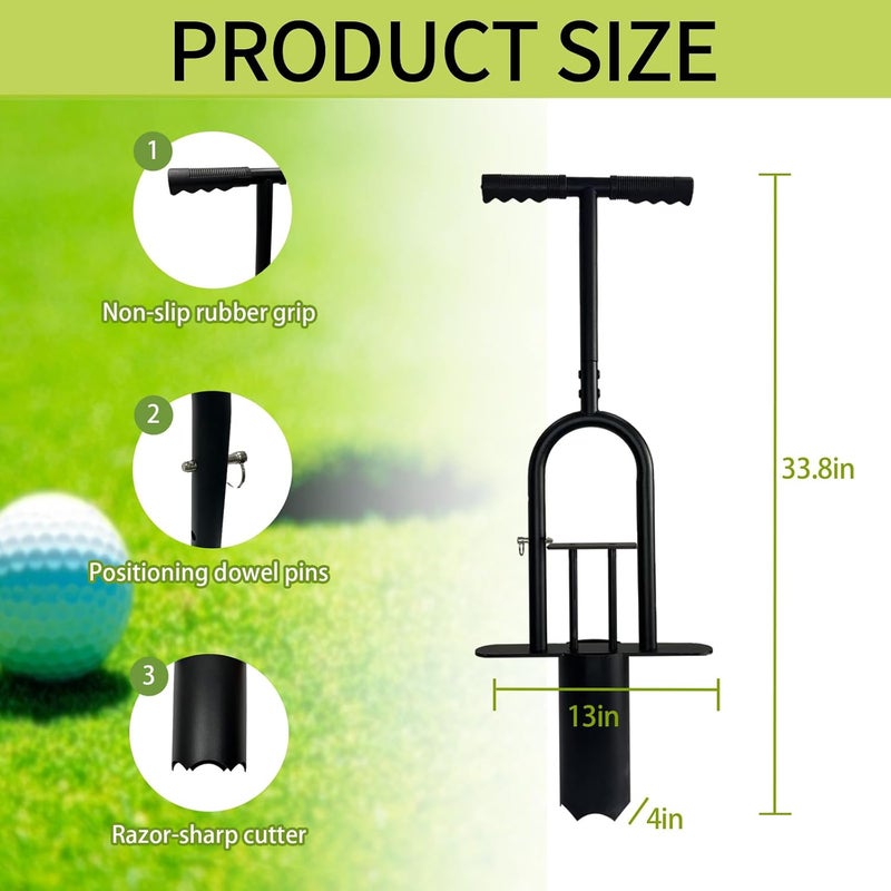 Vechor Portable Golf Hole Cutter Tool, Golf Practice, 4" & 6" Metal Cup Digger with Detachable Handle for Backyard, Lawn & Putting Green Outdoor Training Aid - Image 3